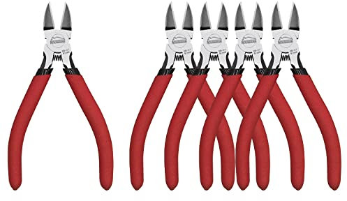 Seitenschneider Set 5 Pack, 127mm, HOUSERAN Seitenschneider Seitenschneider Elektronik, Schneidezange mit Rutschfestem Rotem Griff, Seitenschneider klein für Modellbau, Basteln, Reißverschlüsse