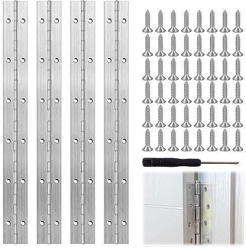Klavierband Edelstahl 30 cm Scharnier Edelstahlscharnie mit Löchern Klavierscharnier Schraube Inklusive für Klaviere Schranktüren 4 Stück, mit Schraubendreher Schicken
