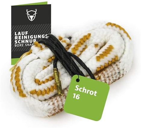 Royal Hunter® Laufreinigungsschnur I Boresnake Kaliber Schrot GA 16 I Waffenpflege & Laufreinigung für Flinten Ɩ Premium Bore Snake mit integrierter Messingbürste