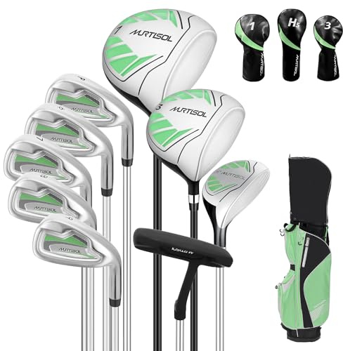 XDriveMax 10 Pieces Complete Ladies Golf Clubs Set Right Hand for Women Includes Cart Bag with Rain Hood, 1#Driver 3#Wood #5 Hybrid,with 3 Head Covers, 6# 7# 8# 9# PW# Irons and Putter