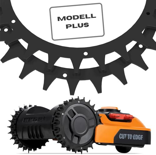 ROBO CLAWS Mähroboter Spikes aus Edelstahl für Modelle Worx Landroid Plus, 2 mm, ⌀213 mm - Mähroboter Zubehör mit 12 x Edelstahlschrauben, Spikes entgratet