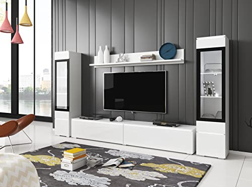 Conjunto de muebles de sala de estar, conjunto de muebles de televisión, 4 piezas, muebles modernos para sala de estar, armario de pared, muebles de sala de estar