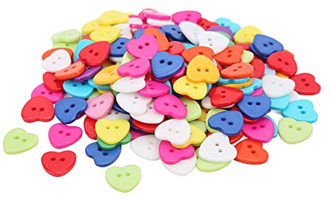 Fyearfly Sewing Buttons 200pcs Sewing Buttons, 15mm Heart Shaped 2 Holes Resin Buttons for Crafts, Clothing Accessories for Household
