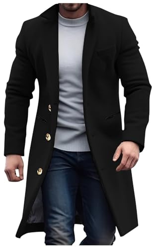 Veste En Jean Deux Couleurs Homme - Trench Long Manteau En Cuir Vintage - Style Motard Noir À Capuche - Hiver Marque