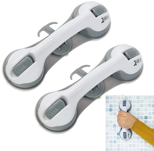 Jokline 2pz Maniglia Doccia Anziani con 3 Ventose per Sicurezza in Doccia e Vasca Maniglione Bagno Disabili - Massima Aderenza e Facile Installazione