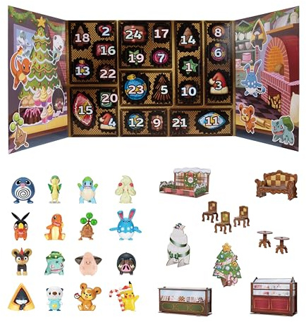 Pokemon Holiday Calendar 2025 - Features 16 5.1 cm Battle Figures with Special Finish and Aight Unique Accessories