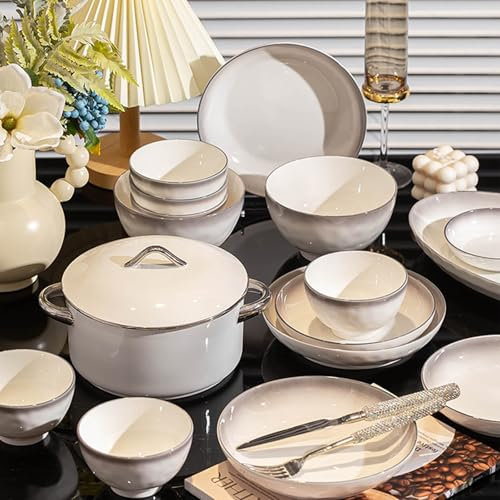 Vajilla De Porcelana De 16 Piezas Juego De Vajillas Vintage Vajilla De Color Juego De Platos Y Cuencos Servicio De Platos Para 6 Personas Lavable En Lavavajillas, Compatible Con Microondas(60pcs)