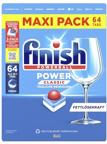 Finish Power Classic Spülmaschinentabs, Maxi Pack, 64 Tabs