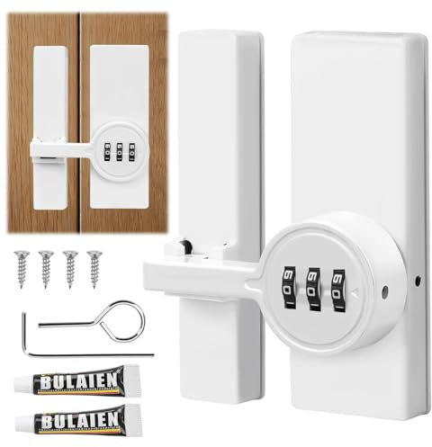 BigKing Pestillo con bloqueo de contraseña, aleación de zinc, cerradura de combinación mecánica antirrobo 180° giratoria MK78, cerrojo para puertas de cobertizo, garajes, armarios (blanco)