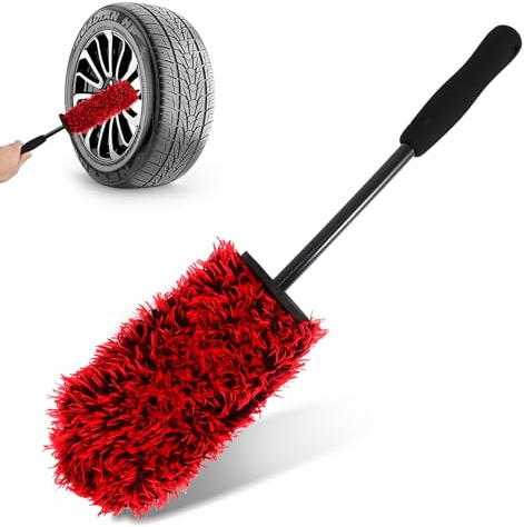 Alloy Wheel Brush - Car Wheel Brush Soft Dense Bristles, Car Detailing cleaning Brushes for Wheels and Rims of Cars Motorcycles Bicycles, Non Scratch Rim