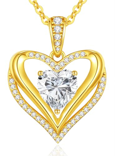 CDE Moissanite Anhänger Kette Damen Silber 925, Halskette für Damen Doppel Herz VVS1 D Farbe, Weihnachten Valentinstag Muttertags Geburtstag Schmuck Geschenke für Frauen Freundin Mama