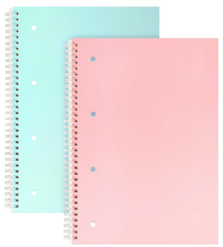 RITOLLO 2-pack A4 spiralbok 160 sidor linjerat papper 8 mm linjer med marginal – perforerad anteckningsbok med 4 hål för universitet studier skola undersökningsförberedelse kontorsanteckningar