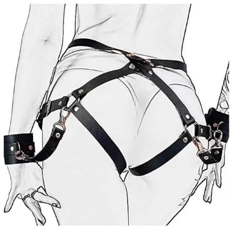 AJOHBM Cintura con Reggicalze e Catene – Harness Jarretière Punk, Accessorio Bold per Carnevale - ZF110