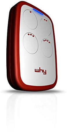 WHY EVO Telecomando rolling code multifrequenza da 280 a 868 mhz, apricancello autoapprendente programmabile, radiocomando ad ampio raggio con 4 pulsanti Rosso Red Granade