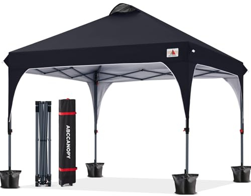 ABCCANOPY 3x3M Pavillon wasserdicht Pop-Up Gartenpavillon Festival Sonnenschutz Outdoor Baldachin Super Compact Canopy mit Rolltragetasche Bonus 4X Gewicht Taschen, 4X Seile 4X Pfähle,Schwarz