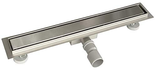 Acezanble Duschrinne Edelstahl Ablaufrinne Bodenablauf Befliesbar 2 in 1 sehr Flach Selbstreinigender Siphon mit Geruchsstop Haarsieb Komplettset mit Bodenbefestigung für Badezimmer 60 cm