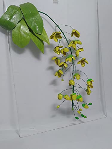 Flower 3D Wall Decor Yellow Golden Shower Tree, Pistachio Shells Art hanging Dried Nuts shells living room Modern Smart Home Decor with Acrylic backing