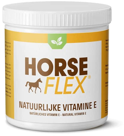 HORSE FLEX Naturligt E-vitamin pulver utan tillsats av selen för hästar för att stödja muskler, muskelmetabolism och fertilitet