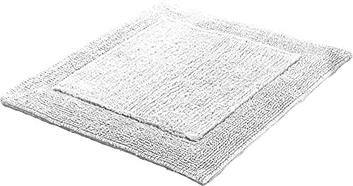 Erwin Müller WC-Vorlage, WC-Matte ohne Ausschnitt Uni Serie Stuttgart weiß Größe 60x60 cm - extra dick, Wende-Design, 100% Baumwolle