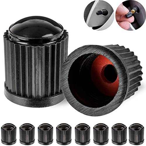 Tappo Valvola in ABS, 10 pezzi, in Nero, tappi copripolvere con guarnizione per valvole auto, moto, rimorchi e biciclette, tappi per auto gomme, tappino bici, cappuccio valvola, tappi pneumatici auto
