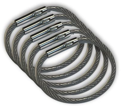 CDM Supply 5.5 Clear Nylon Coated Stainless Steel Locking Wire Ring, Heavy Duty Aircraft Cable, Tamper Proof Seal, Crimp Wire Key Ring Loop, 100 Pack