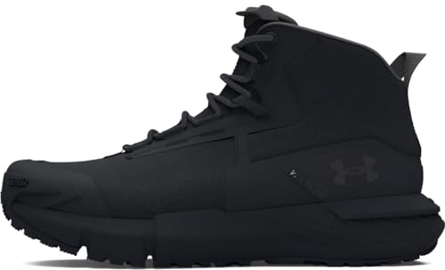 Under Armour UA Charged Valsetz Mid Zapatos tácticos para hombre, cómodas y duraderas botas de montaña, color negro/negro/gris azabache