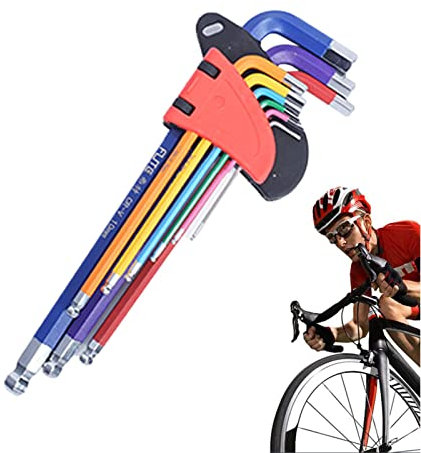 Fukamou Imbusschlüssel Satz Mit Griff | Innensechskant/Innensechskant Mit Kugelkopf 1,5-10 Mm | Für Reparatur Von Mechanischer Geräte Fahrräder.