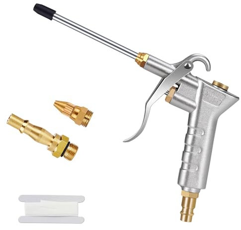 Tryckluftspistol, luftpistol Drado-utblåspistol, tryckluft med 1/4 tum BSP-anslutning och 1/4 tum snabbanslutning för kompressor (silver)
