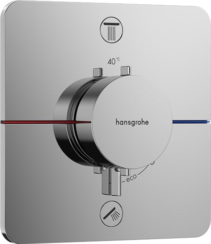hansgrohe ShowerSelect Comfort Q - thermostat conceiled, bathroom tap with safety stop at 40 °C, thermostat for showers and bath tubs, shower mixer for 2 functions, chrome, 15586000