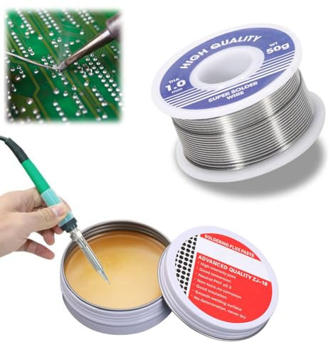 Alambre de Soldadura,Estaño de Soldadura,1 Volumen Estaño para Soldar,Cable de Soldadura Estaño,con Pasta de Soldadura,para Reparación y Bricolaje de Componentes Electrónicos de Soldadura Eléctrica