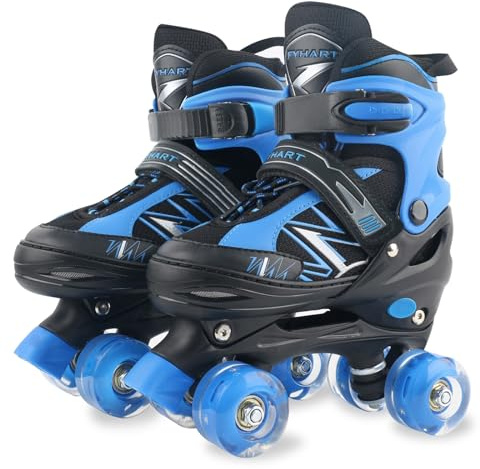 Boys Kids Roller Skates for Children Beginner Toddlers, 4 Sizes Adjustable Roller Skates with Light up Wheels, Patines para niñas patins à roulettes Enfants Garçons
