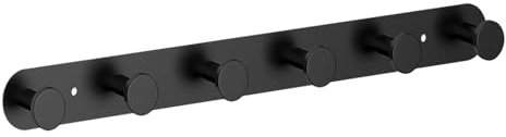 Loputon Appendiabiti da Parete， Attaccapanni da Muro in Acciaio Inox ，per Camera da Letto, Bagno, Cucina, Guardaroba, Appendini da Muro con 6 Ganci (Nero)