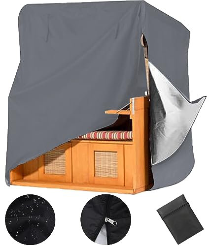 Funda Protectora para Sillón de Playa Funda Impermeable Cubierta para Silla de Playa de Mimbre 210D Oxford Protección UV Transpirable,130 * 100 * 170/140cm,Grey