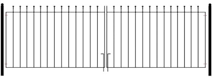 Manor Ball Top Metal Garden Driveway Gates Galvanised Wrought Iron Dual Swing Gate (3048mm (10ft) Gap x 915mm High MAZP49)