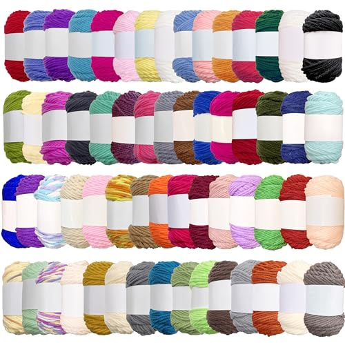 Yayatty 60 Couleur Pelotes de Laine a Tricoter en Acrylique, 60 x 15g Fil à Crochet, Laine Acrylique pour Crochet DIY, Fil à Tricoter Artisanal, Projet de Bricolage