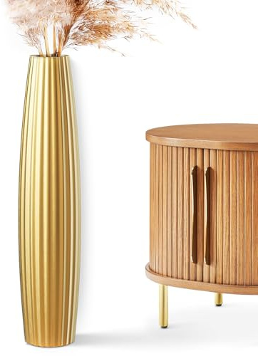 Rocendlor Floor Vases, Tall Floor Vase 23.6 inch (60CM, 1.96FT) Tall Vases, Sturdy Gold Vase for Living Room Decor, Resin Gold