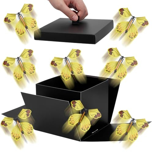 UNICRAFTALE Butterfly Explosion Gift Box Flying Butterflies Surprise Boxes Black Explosion Gift Box With 8pcs Butterfly Storage 14x14x12cm for Birthday Wedding Christmas Presents