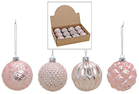 12 Weihnachtskugeln aus Glas – Ø 6 cm – Christbaumkugeln Set – Glaskugeln für Weihnachtsbaum – edle Tannenbaum Deko – klassisch, modern & elegant – Weihnachtsdeko Baumkugeln (Rosa)