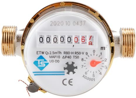 Moliuoly Contador mecánico de agua fría DN15 con pantalla digital, 1/2-3/4, Qn 2,5 m³/h para Smart Home, hecho de ABS + cobre