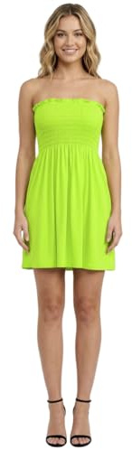 FASHIONISM Mini robe bandeau froncée sans bretelles pour femme, épaules dénudées, coupe moulante, robe tube d'été, tenue de fête de plage
