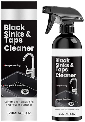 Detergente spray per lavello nero, anticalcare, per rubinetti neri, potente, adatto a diverse superfici di lavello, cucina, bagno, lavandino, rubinetti, piastrelle in ceramica (1 pezzo)