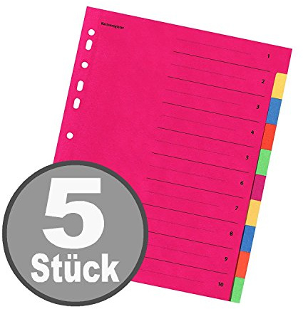 Falken Carton Registre (A4) Carton onglet pour DIN A4, 10-teilig | 5er Pack, 1