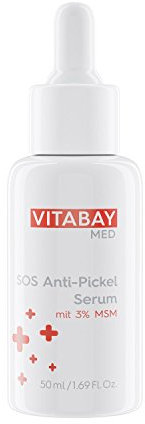 Vitabay SOS Anti-Pickel Serum 50 ml - Gesichtsserum gegen Pickel & unreine Haut mit Vitamin B3, MSM, Teebaumöl & Salicylsäure - Serum für unreine Haut Gesicht - Anti Pickel Serum Creme Antipickel