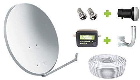 Kit Antena Parabólica GI 60 cm + LNB + Soporte + 20m Cable coaxial + Localizador