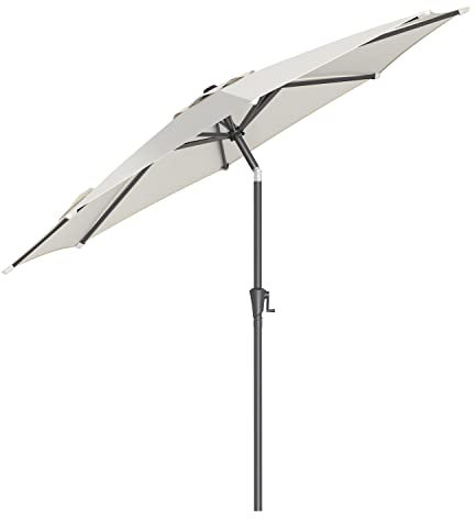 SONGMICS Sonnenschirm 300 cm UPF 50+ Strandschirm beidseitig 30° klappbar Sonnenschutz mit Kurbel Öffnen/Schließen für Terrasse, Balkon, Pool, ohne Ständer, beige GPU30BE