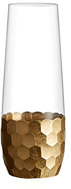 Fitz and Floyd Daphne Set of 4 Stemless Champagne Flutes Glasses 2.5x6 Gold