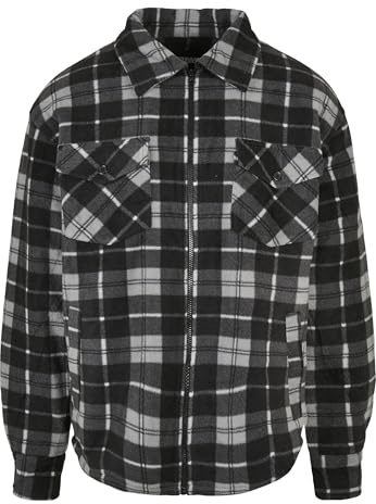 Urban Classics Herren Jacke Plaid Teddy Lined Shirt Jacket black/white L