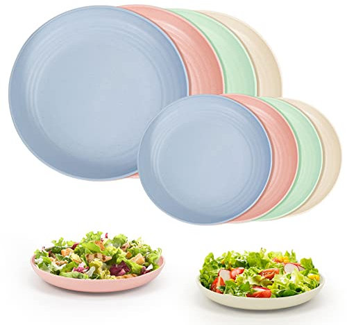 Episkey 8er Teller, Bunte Essteller als Speiseteller Pastateller Nudelteller Salatteller Dessertteller Kuchenteller Frühstücksteller (15cm, 20cm)