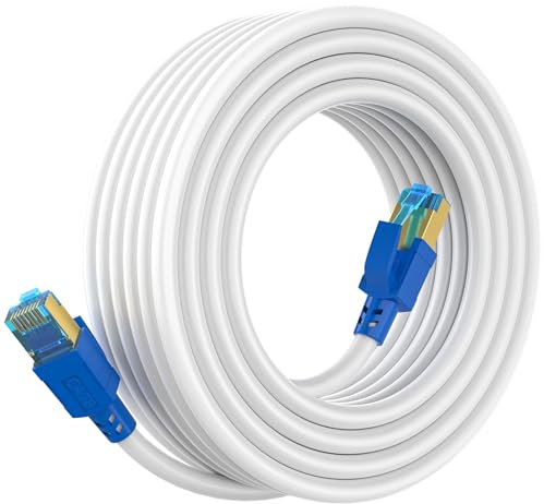 Cat 8 Ethernet Cable 150 FT, 26AWG 40Gbps 2000Mhz Ultra Speed Cat8 LAN Network Cable SFTP Patch Cord with Gold Plated RJ45 Connector, Weatherproof UV Resistant for Switch/Router/Modem/PC/Gaming