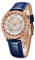 TIME100 Uhr Damen Elegant Modisch mit Kristallen Edelstahl Stilvoll Goldenes Gehäuse Edel mit Blauem Zifferblatt und Römischen Ziffern Wasserdicht (Edelblau)